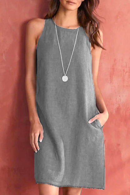 Basis Color O Neck Vest Dress Dresses(5 Colors)