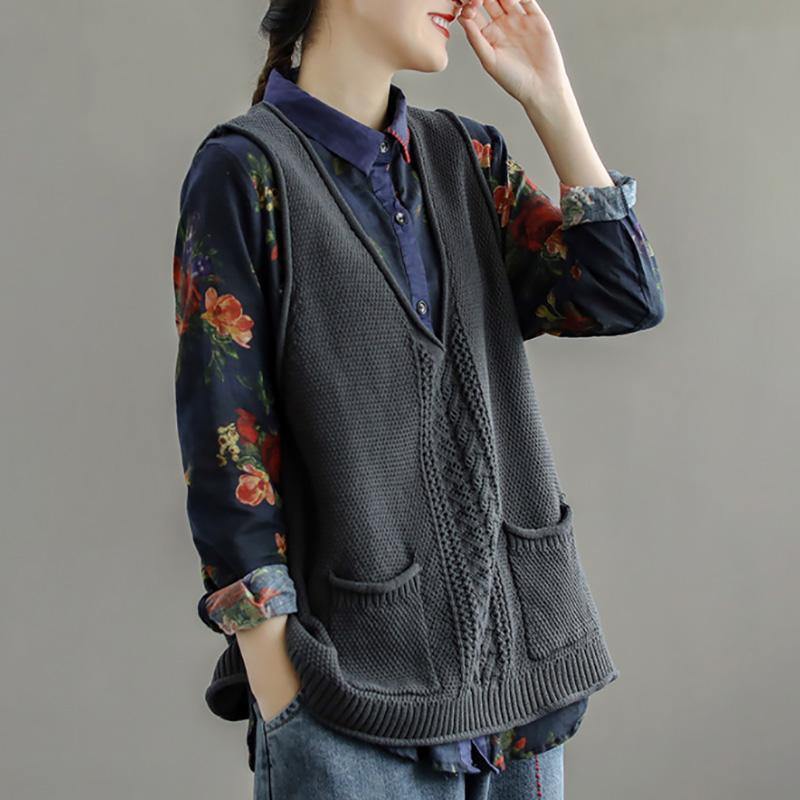 New Pocket Knitted Hollow Vest