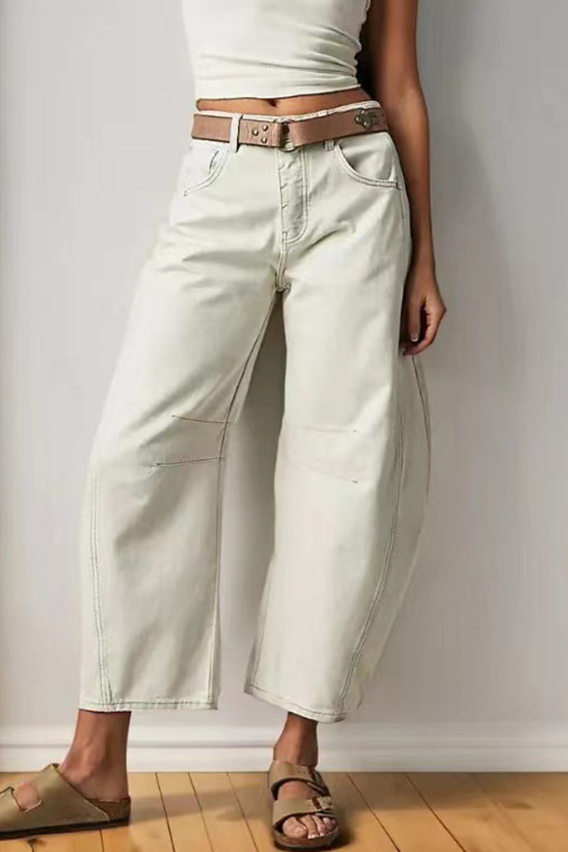 Make Old Pocket High Waist Loose Denim Jeans