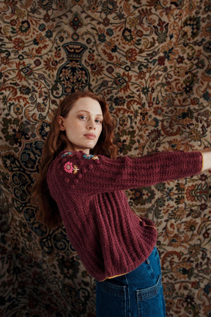Long Sleeve Crew Collar Knit Cardigan
