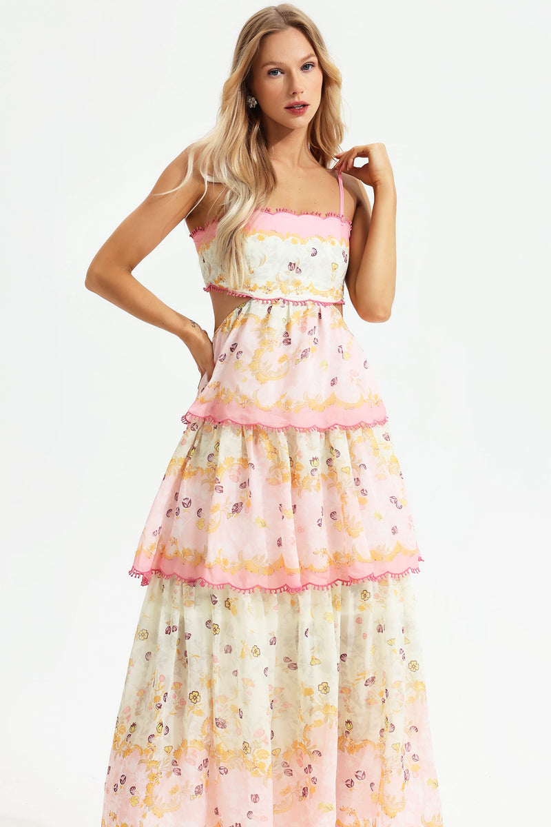 Cami Tiered Ruffle Hem Backless Maxi Dress