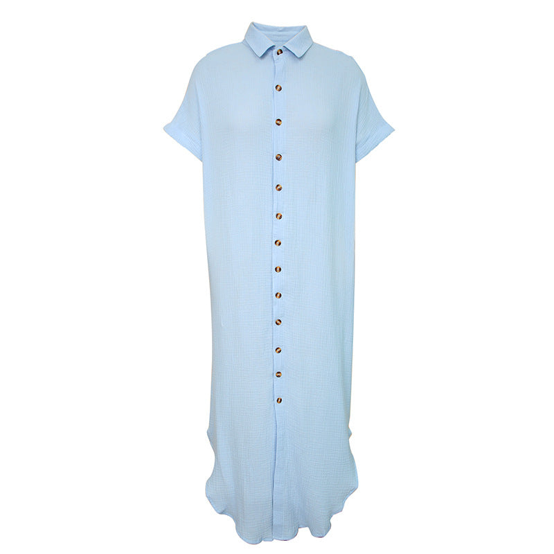 Color ’s Summer V-neck Cardigan Shirt – Short Sleeve Single Breasted Top