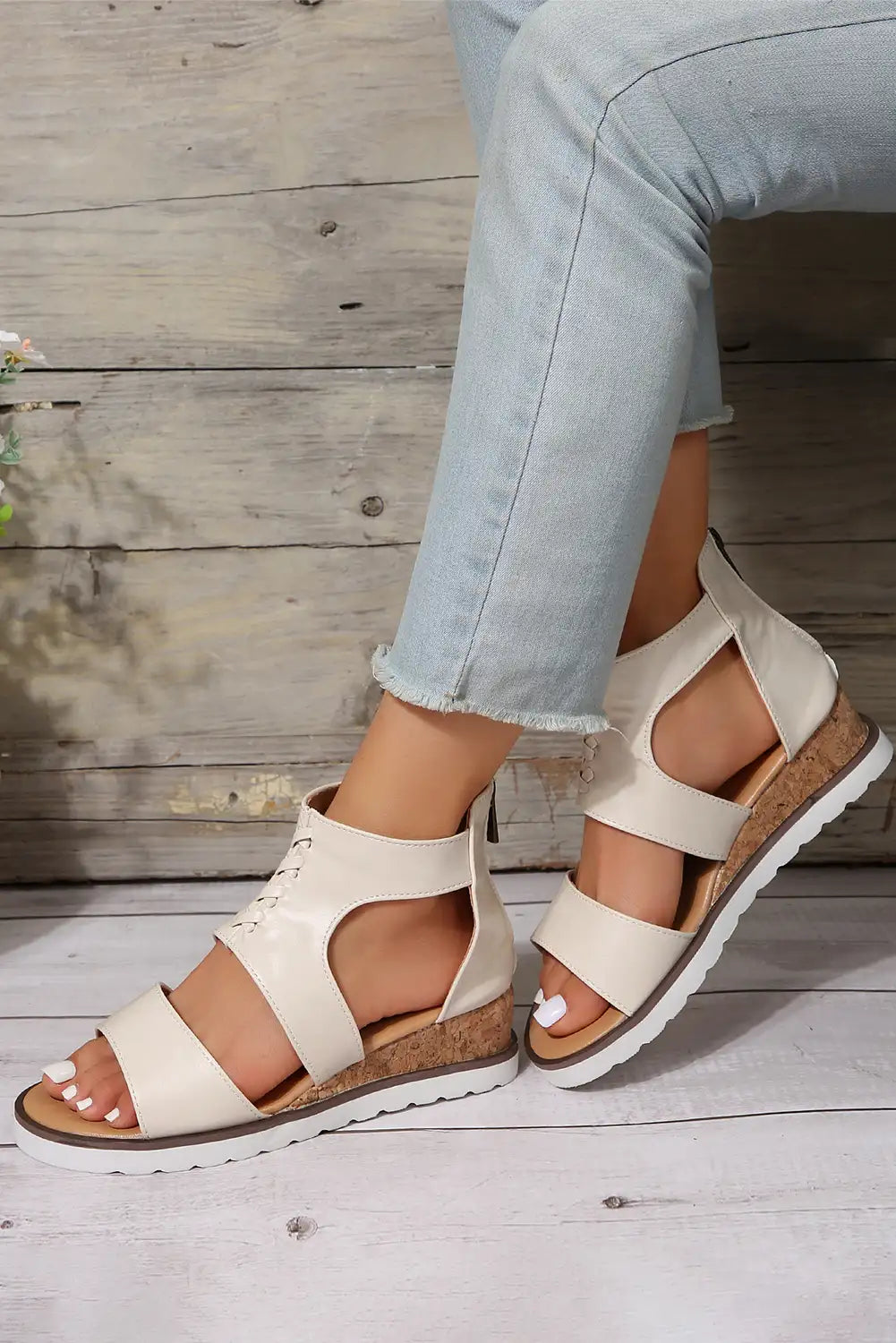 White Leather Gladiator Sandals