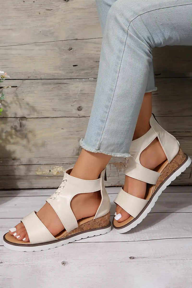 White Leather Gladiator Sandals
