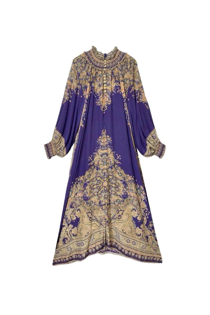 Leila Paisley-print Long Sleeves Maxi Dress