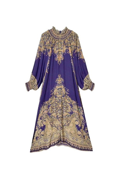 Leila Paisley-print Long Sleeves Maxi Dress