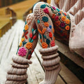 Vintage Floral And Leaf Cozy Knit Leggings elevenforest