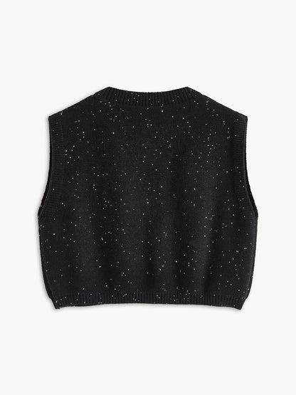 Polka Dot Decor Button Sweater Vest