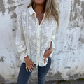 Comstylish New Embroidered Lace Cotton Linen Women's Shirt