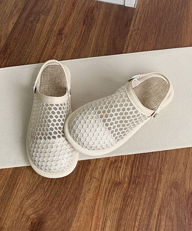Beige Hollow Out Breathable Mesh Splicing Sandals Aa027