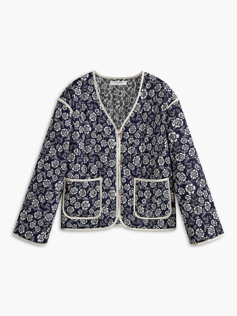 Printed Pockets Winter Coat