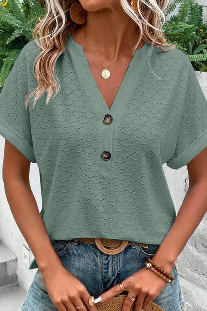 Buttons V Neck T-shirts(10 Colors)