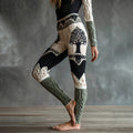 Vintage Viking Tree Of Life Celtic Knot Art Knit Jacquard Cozy Leggings artswardrobe