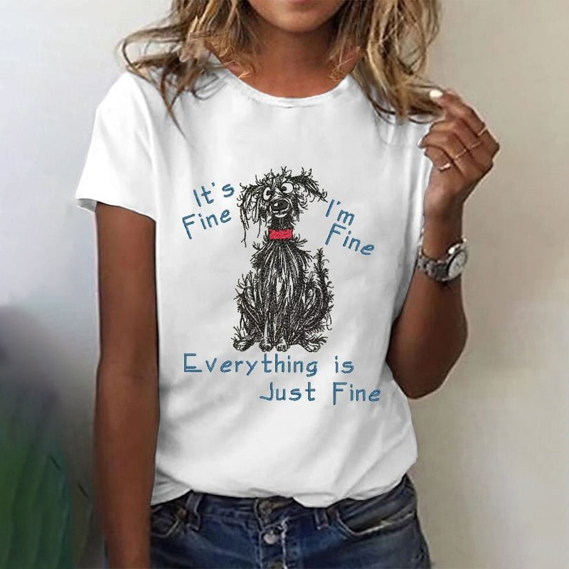 Comstylish Women's Funny Neurotic Crazy Dog Printed Casual T-Shirt