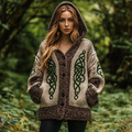 Vintage Irish Celtic Chunky Needle Comfortable Warm Hooded Cardigan Sweater elevenforest