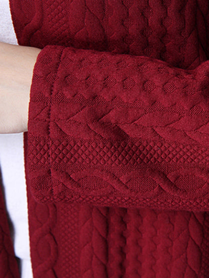 Red&black Knitting Loose Cardigan Outerwear