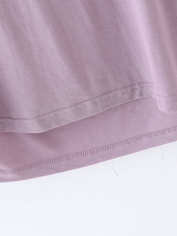 Short Sleeves Pleated Color Heaps Collar T-shirts Tops