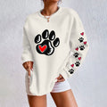 Comstylish Women's Dog Paw Print Crew Neck Casual Sweatshirt