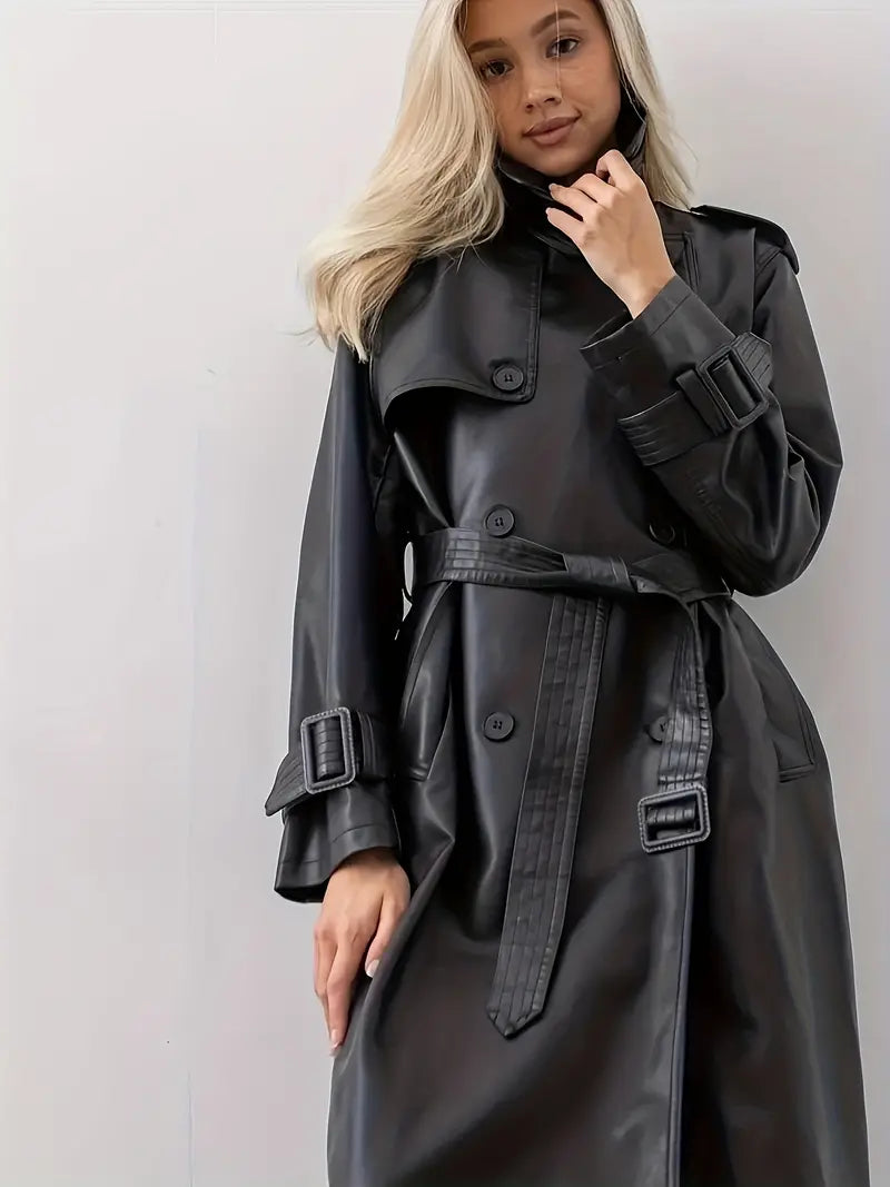 JO | Trench coat leather jacket with belt