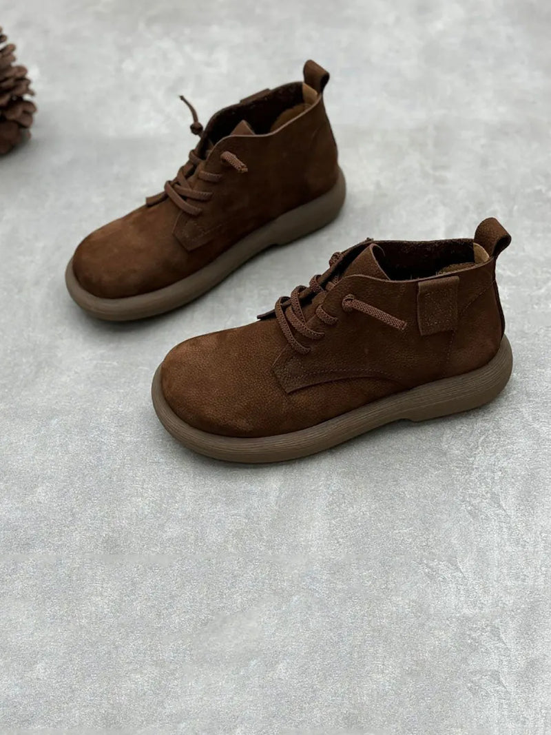 Genuine Leather Strap Low Heel Boots Ax1047