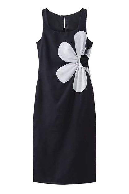 Ophelia Printed Cut-out Midi Dress