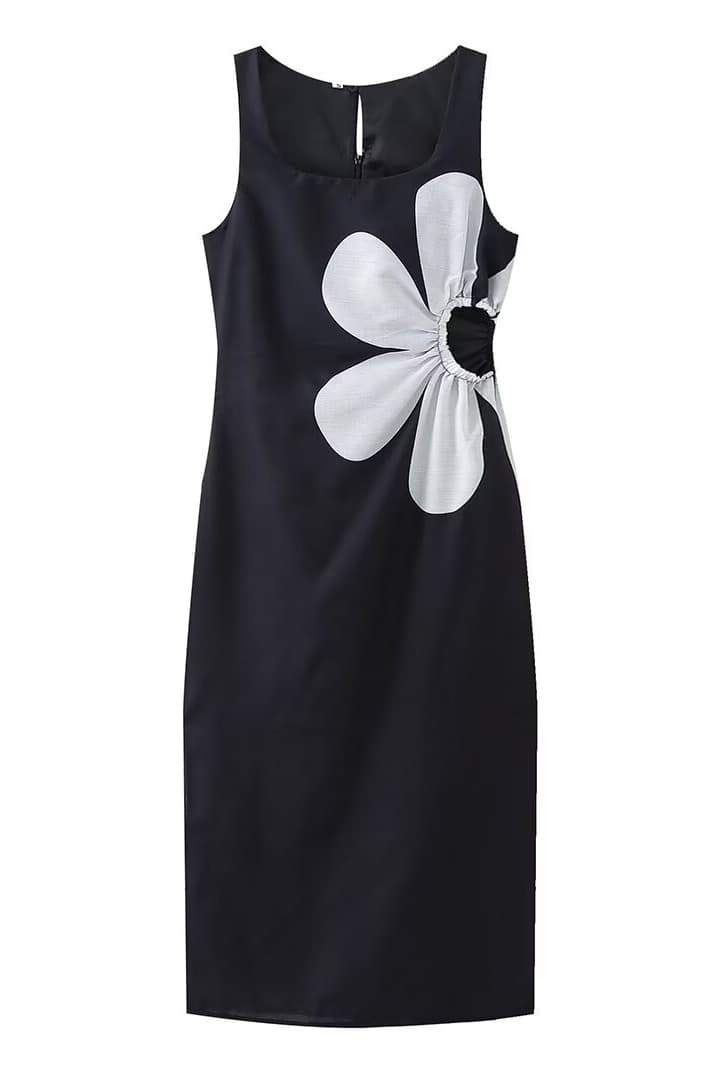 Ophelia Printed Cut-out Midi Dress