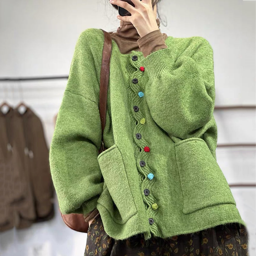 Christmas Color Wave Placket Sweater Cardigan elevenforest