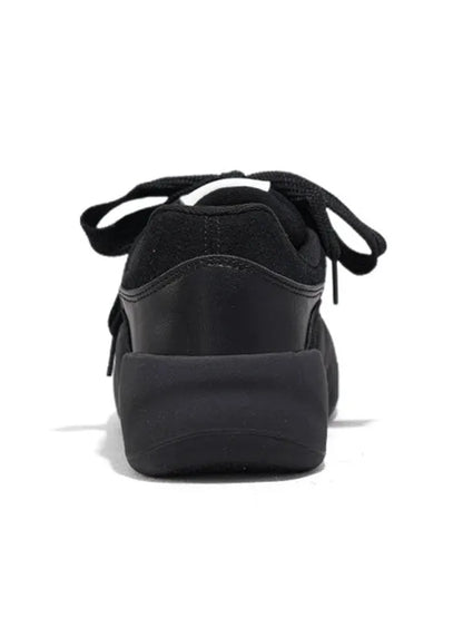 Lace-up Round-toe Split-joint Flat Shoes