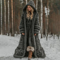 Women's Viking Celtic Knot Jacquard Art Hooded Knit Cardigan artswardrobe