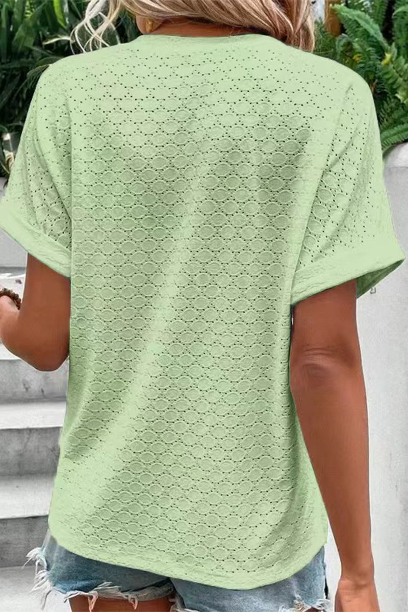 Buttons V Neck T-shirts(10 Colors)