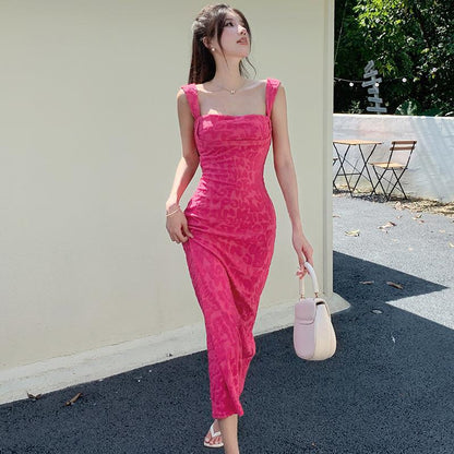 Summer Socialite Dress Fashionable Jacquard Chest Showing Camisole Dress