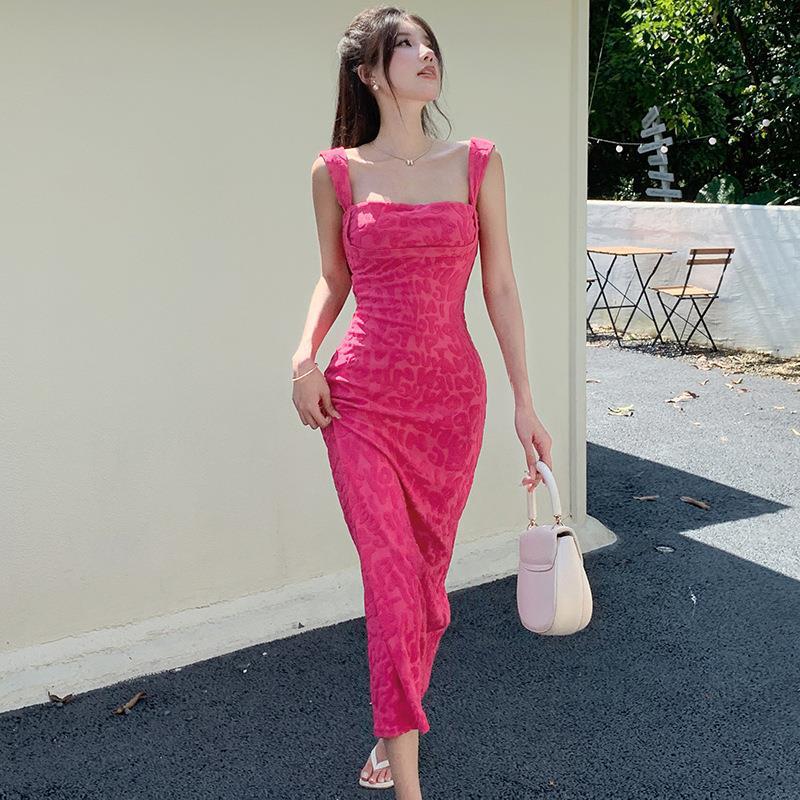 Summer Socialite Dress Fashionable Jacquard Chest Showing Camisole Dress