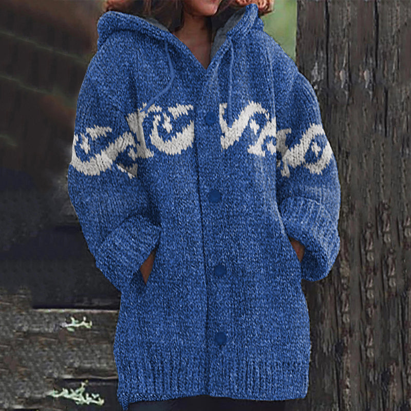 Retro Surf Jacquard Knit Cozy Cardigan Sweater elevenforest