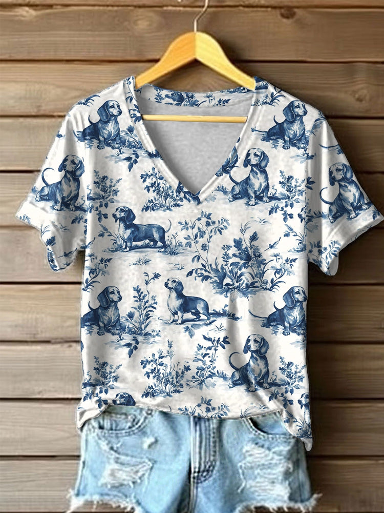 Women's Dachshund Dog Print Casual T-shirt artswardrobe