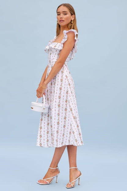 Sleeveless Ruffle Slit Midi Dress