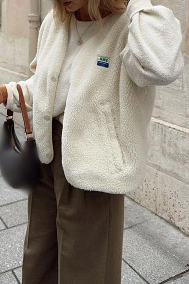 Street Pocket Buttons Fluffy O Neck Waistcoats(3 Colors)