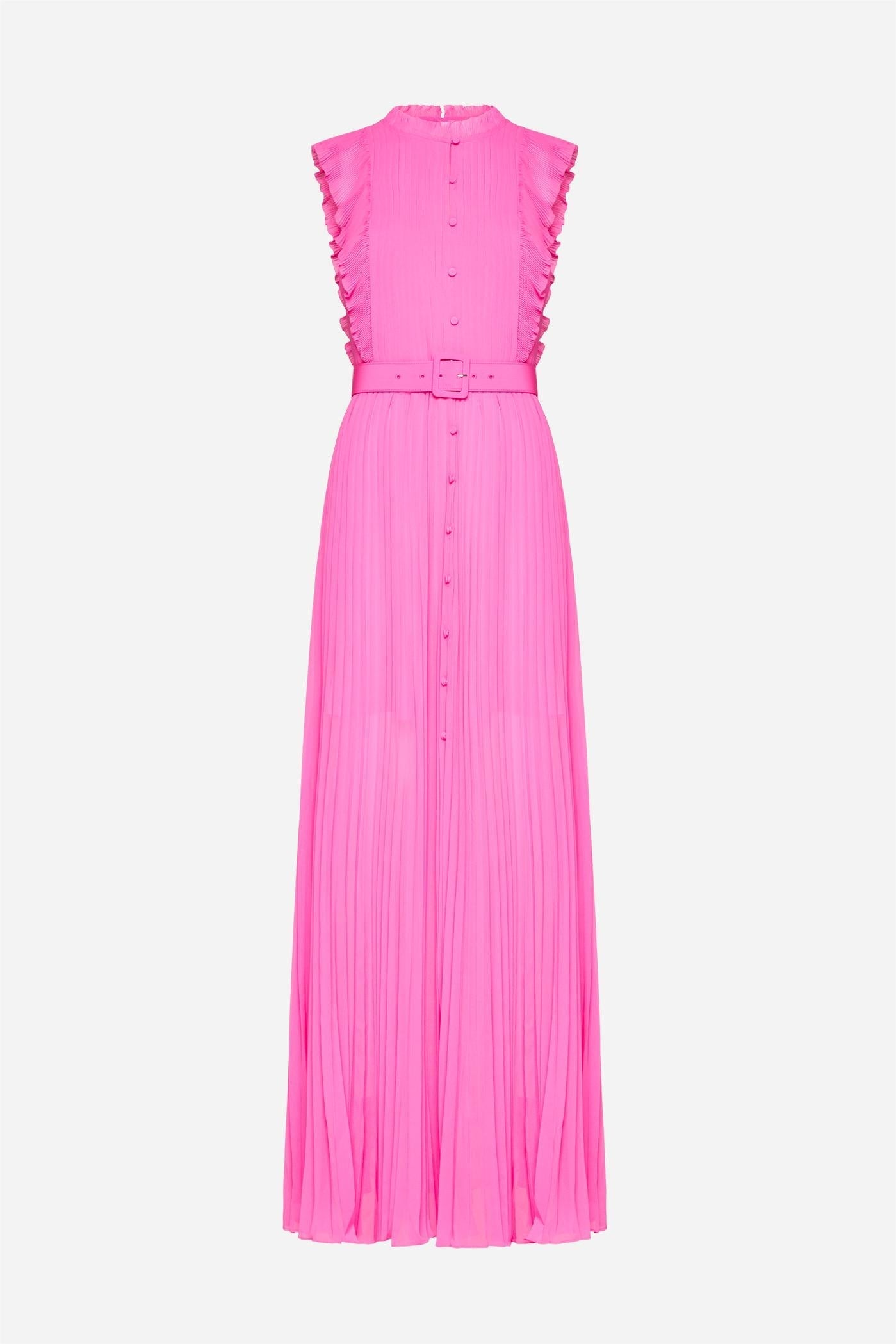Strapless Ruched Maxi Dress With Belt