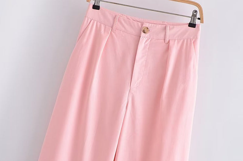 French All Match Decorated Row Button Vest Top Wide Leg Pants Suit Crisscross – ’s Set