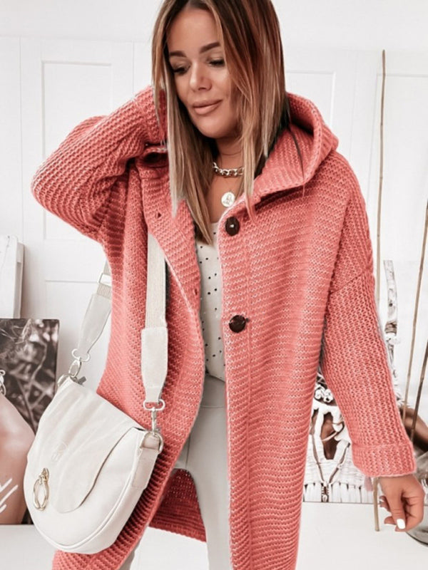 ’s Loose Hooded Sweater Cardigan Sweater