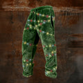 Comstylish Men's Christmas Lights Embroidered Vintage Cozy Plush Sweatpants