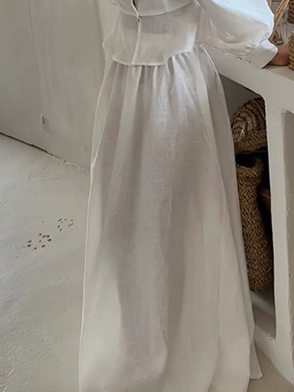 Cotton and Linen Lace-up Sleeveless Vest Suit