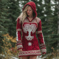 Viking Christmas Celtic Tree Women's Knit Hooded Mini Dress artswardrobe