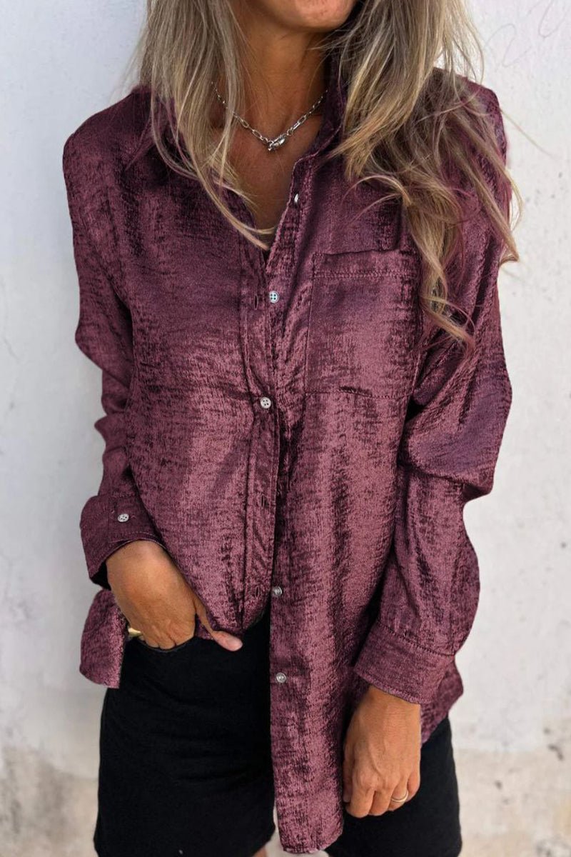 Sequined Turndown Collar Tops
