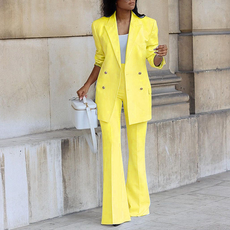’s Autumn Color Suit Wide Leg Pants Set