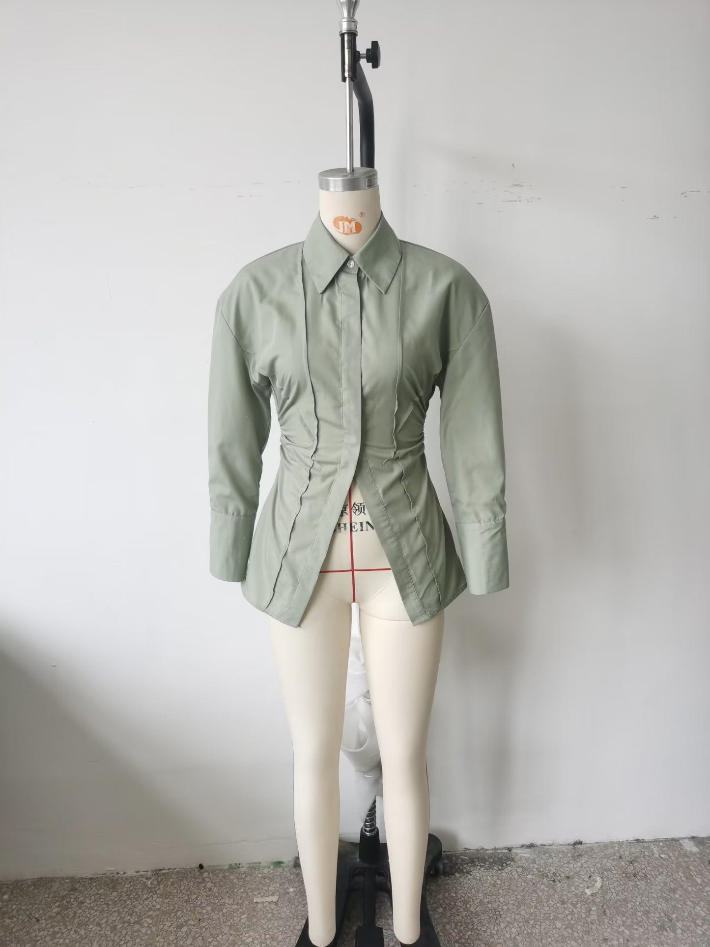 Niche Design Pinch Pleated Cardigan Blouse