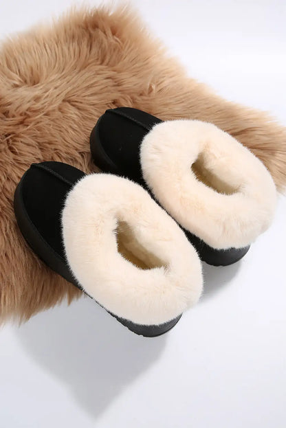 Cozy Black Plush Suede Snow Boots