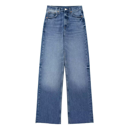 Washed White High Waist Wide Leg Pants for