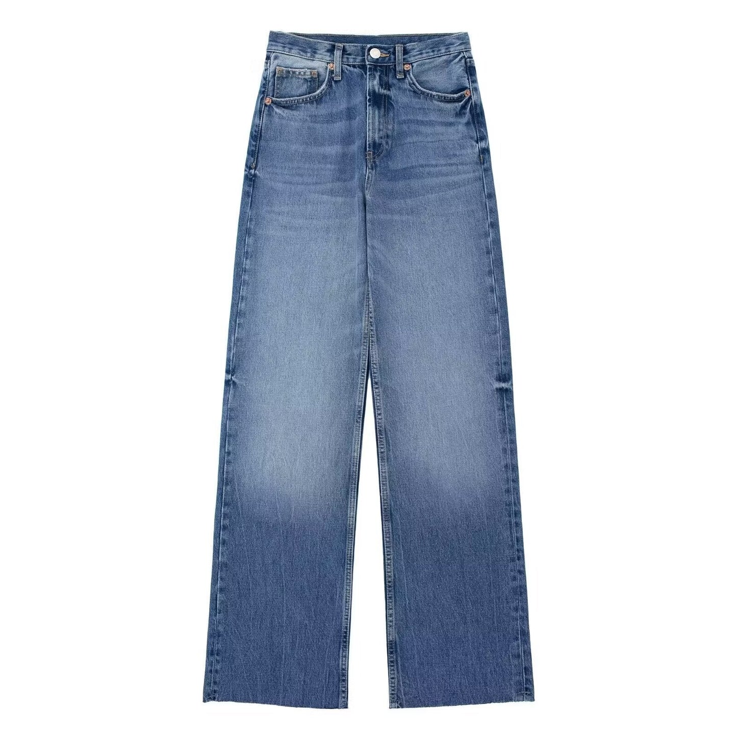Washed White High Waist Wide Leg Pants for