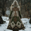 Viking Tree Of Life Celtic Contrast Chunky Hooded Long Cardigan artswardrobe
