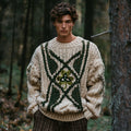 Men's Irish Celtic Knotted Shamrock Knit Jacquard Sweater elevenforest